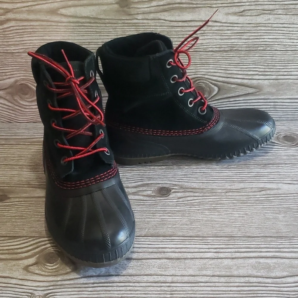 Sorel black suede and rubber waterproof mens lace up boots size 7
